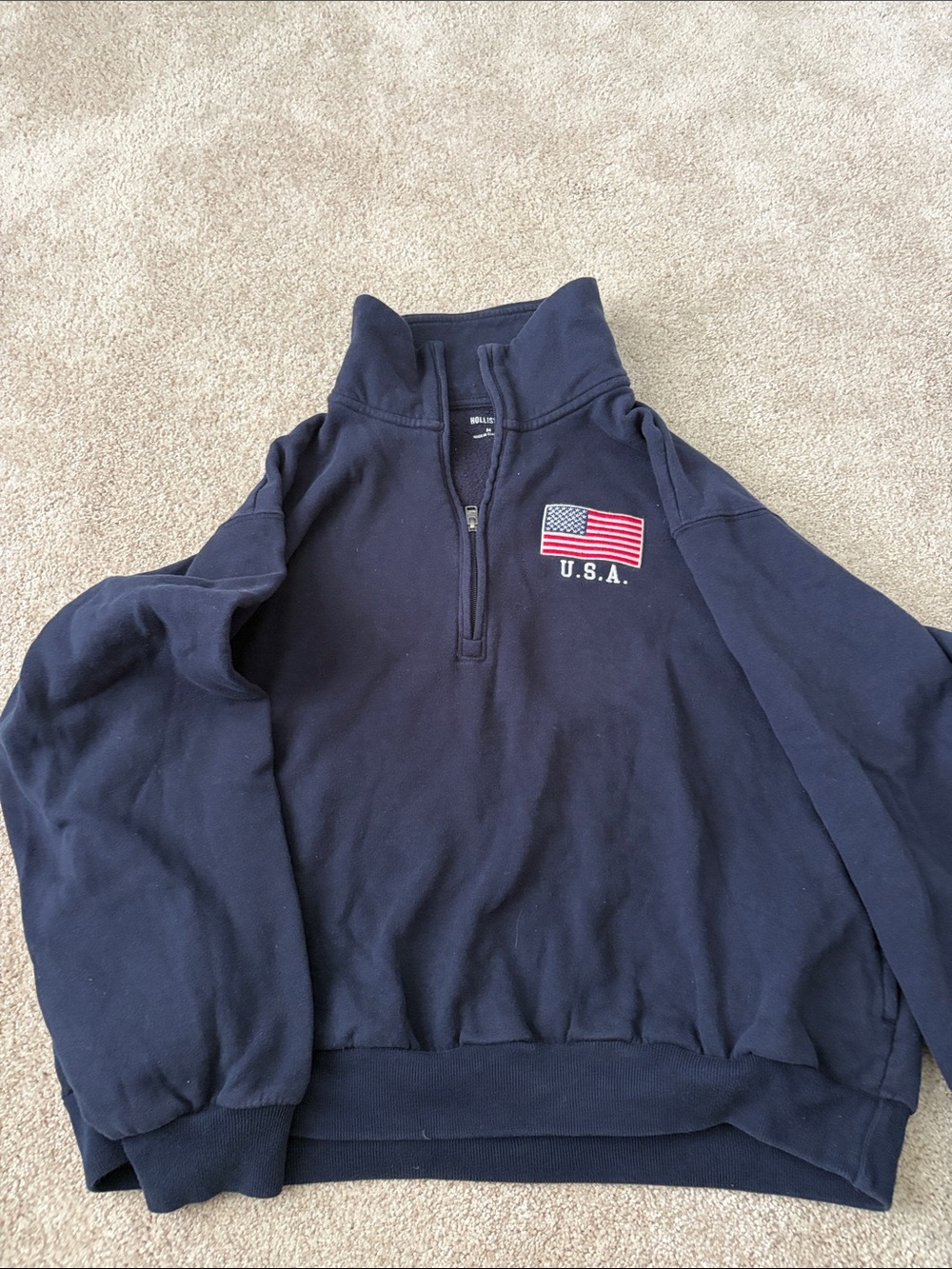 USA Flag Navy Quarter-Zip Sweatshirt
